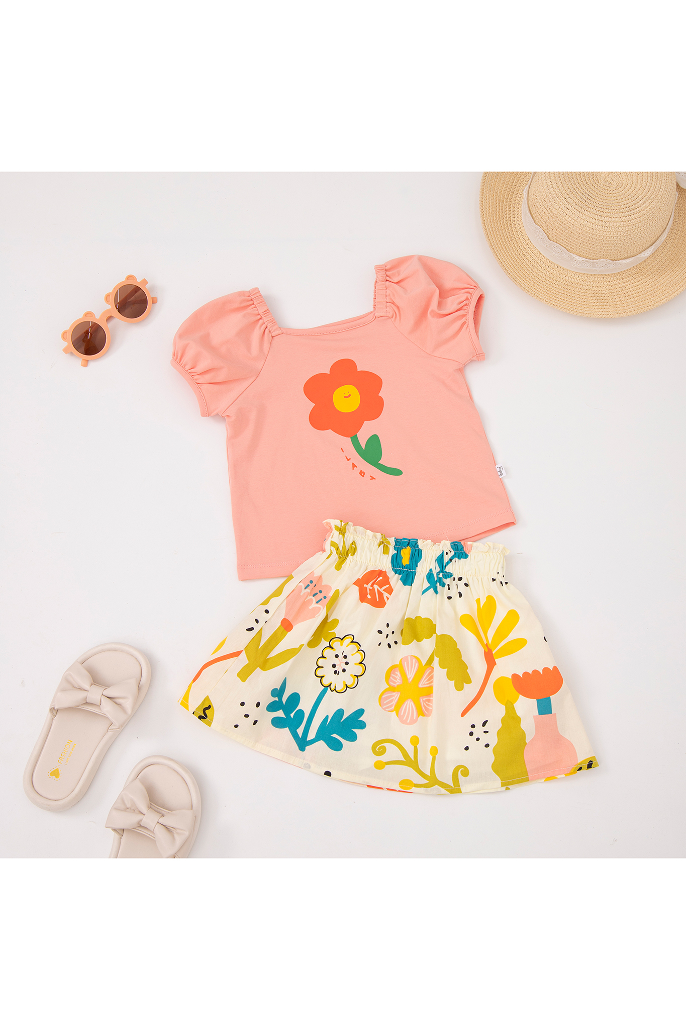 Set áo thun in hình kèm chân váy thô hoa_thumbnail_4