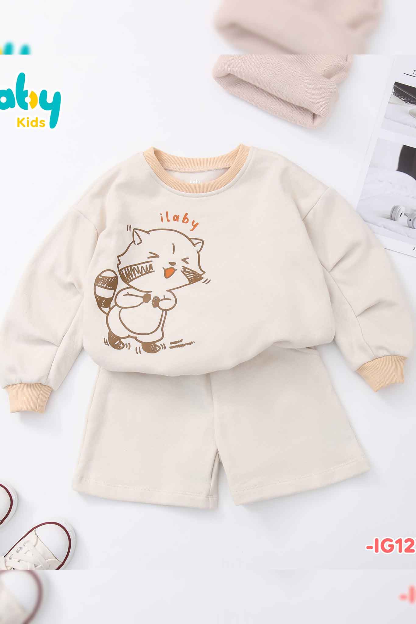 [ Outfit thu đông ] Bộ nỉ bé gái quần sooc in hình_thumbnail_5