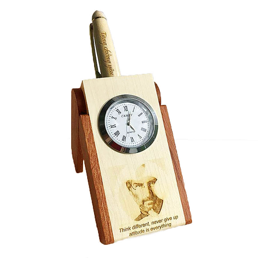 Combo CBB08 bút gỗ + đồng hồ đựng bút dạng gấp
