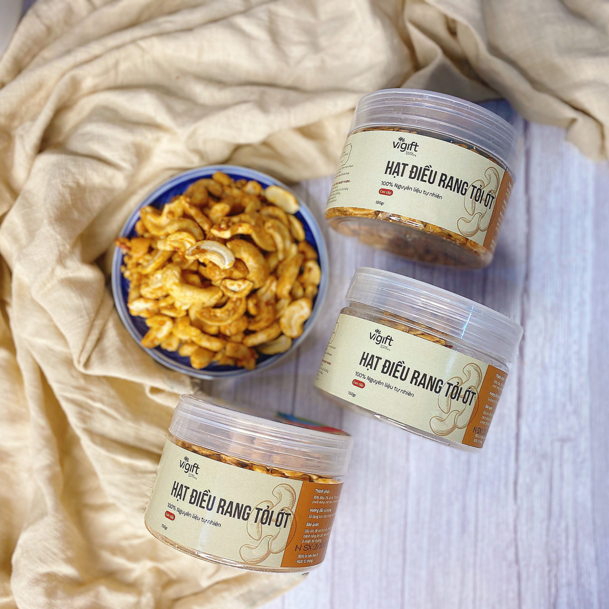 HẠT ĐIỀU RANG TỎI ỚT 150G - VIGIFT