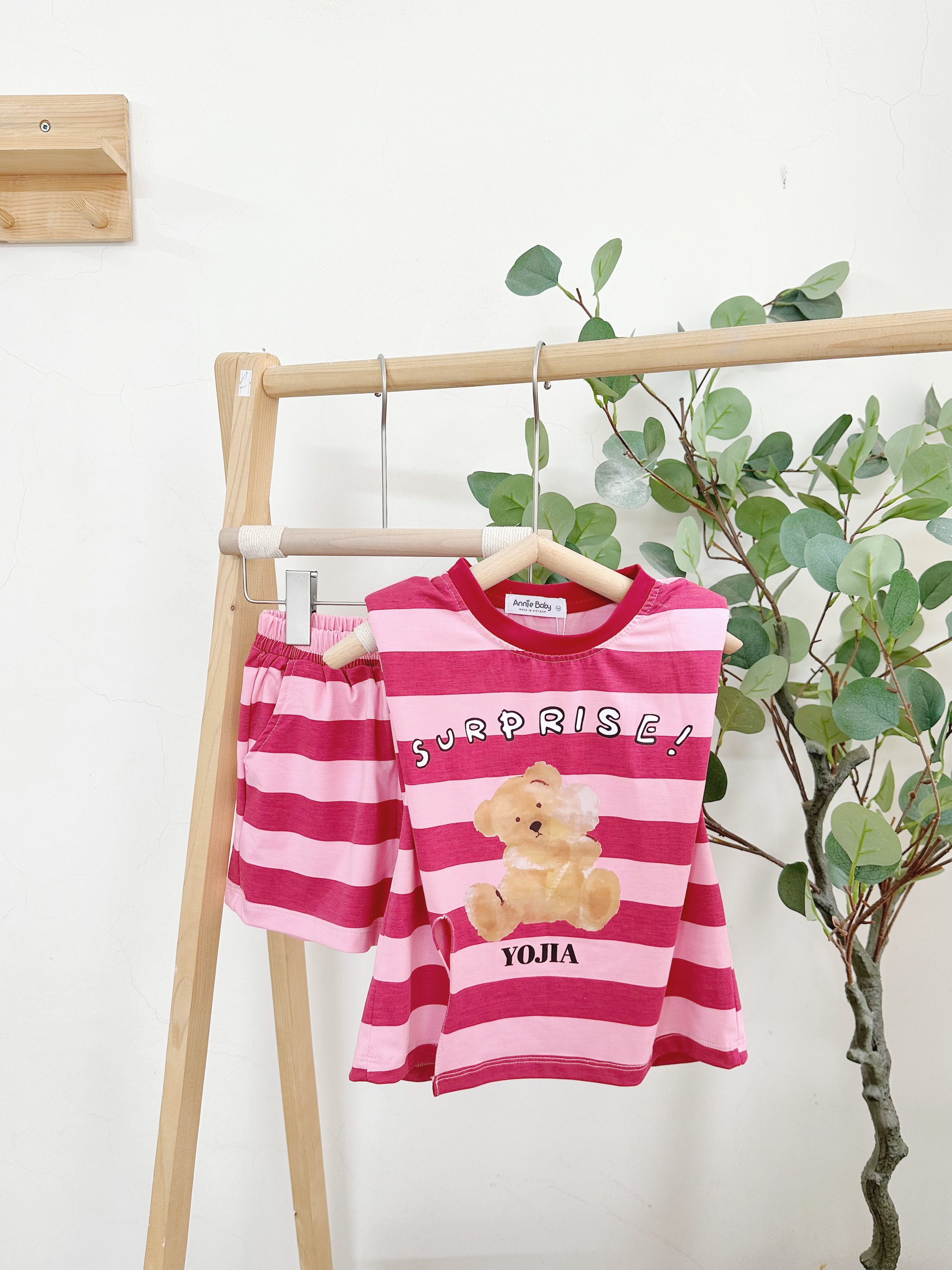 Set đồ bộ quần áo cho bé gái size đại 40kg Anniebaby áo ba lỗ quần đùi trẻ em chất cotton thoáng mát BD24025