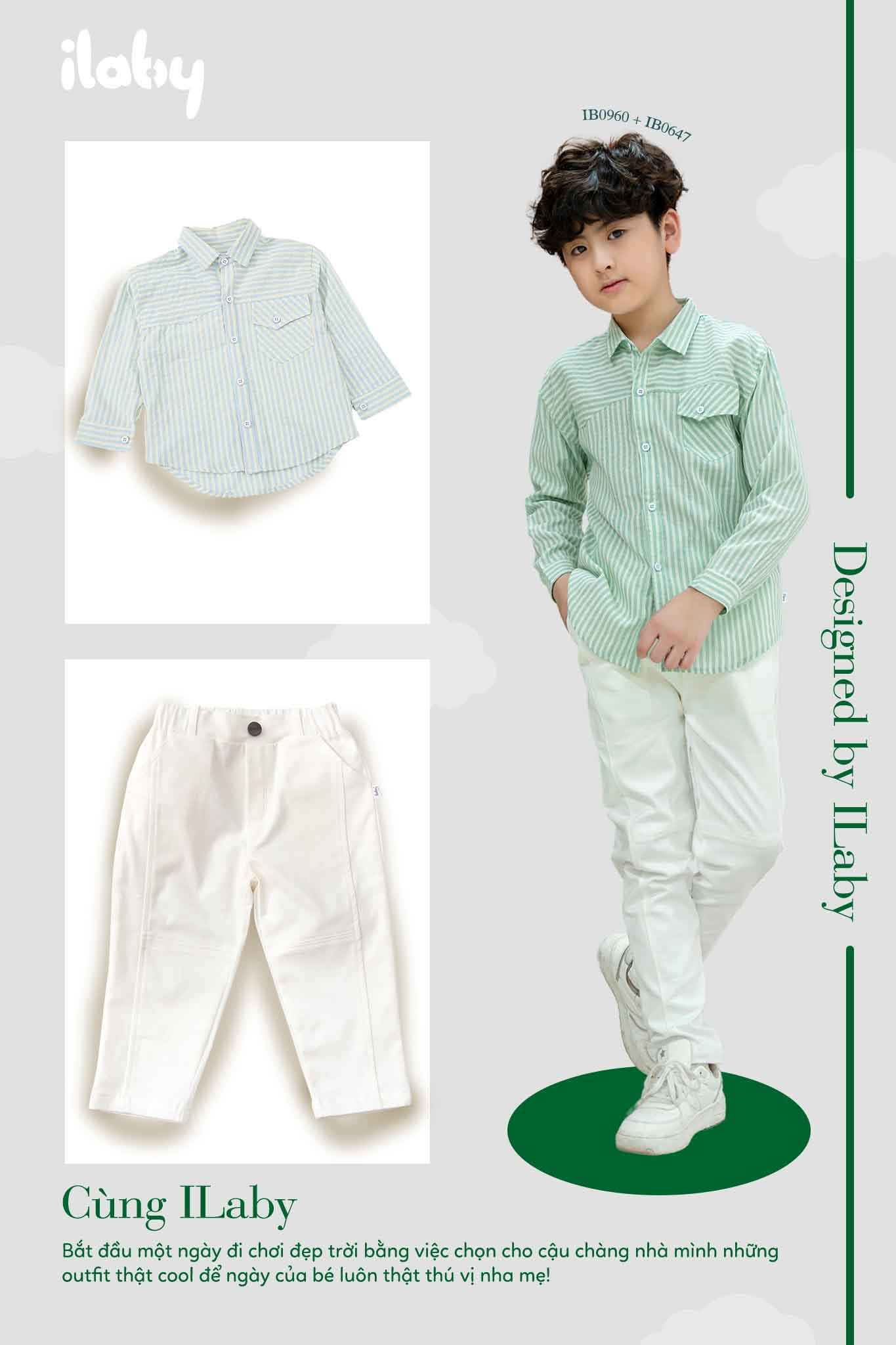 [ outfit đi học ] áo sơ mi kẻ và quần kaki trắng