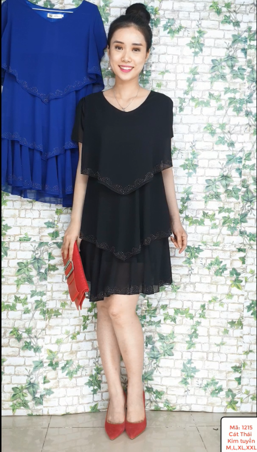 [1215] Đầm 2 tầng 2 lớp kim tuyến Mia Hàn Quốc quý phái, duyên dáng 
