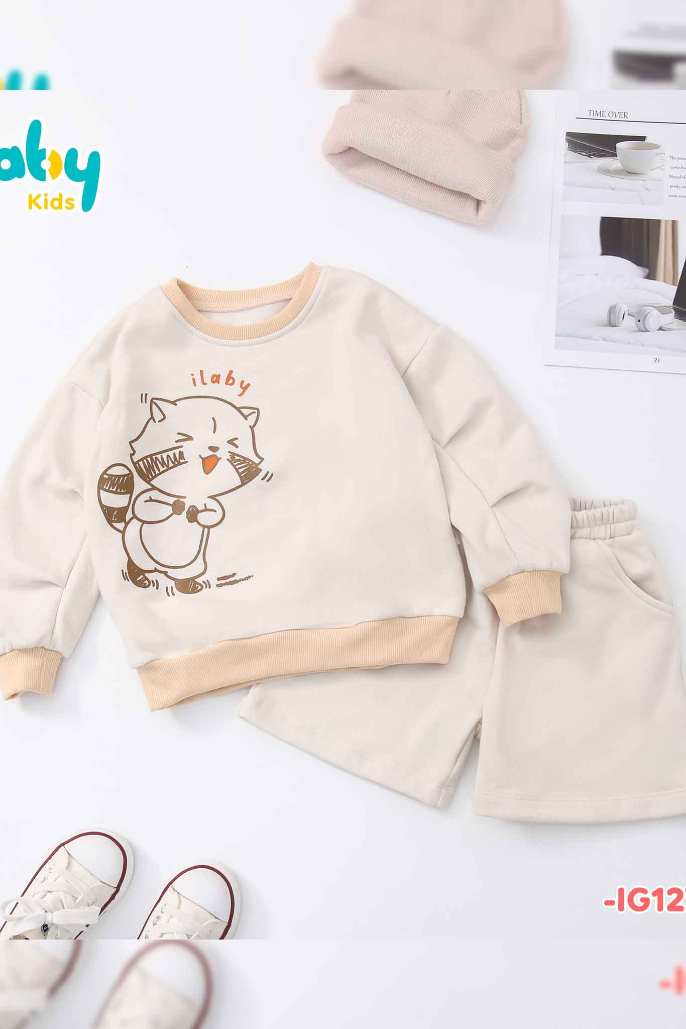 [ Outfit thu đông ] Bộ nỉ bé gái quần sooc in hình_thumbnail_2