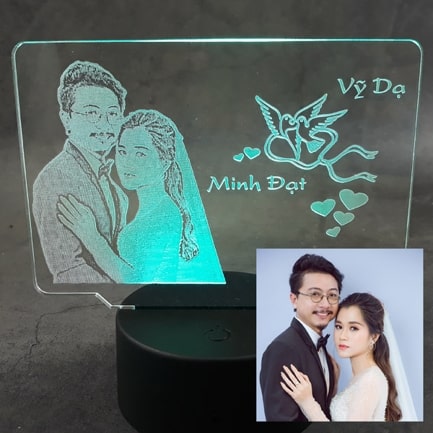 Đèn LED khắc theo yêu cầu - Mẫu chữ nhật 04