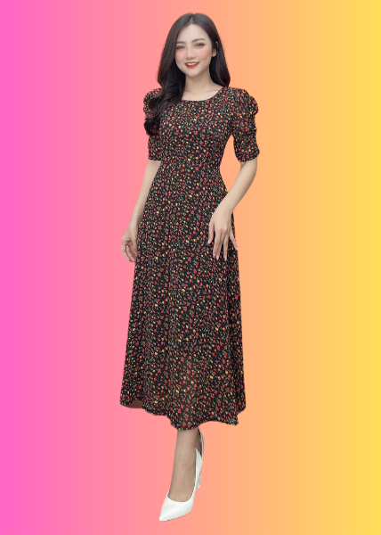 Váy Hoa Nhí Vintage Fmstyle Dáng Xòe Dài Cổ Tròn Tay Bồng Phong Cách Hàn  Quốc 23031397 giá rẻ nhất tháng 3/2024