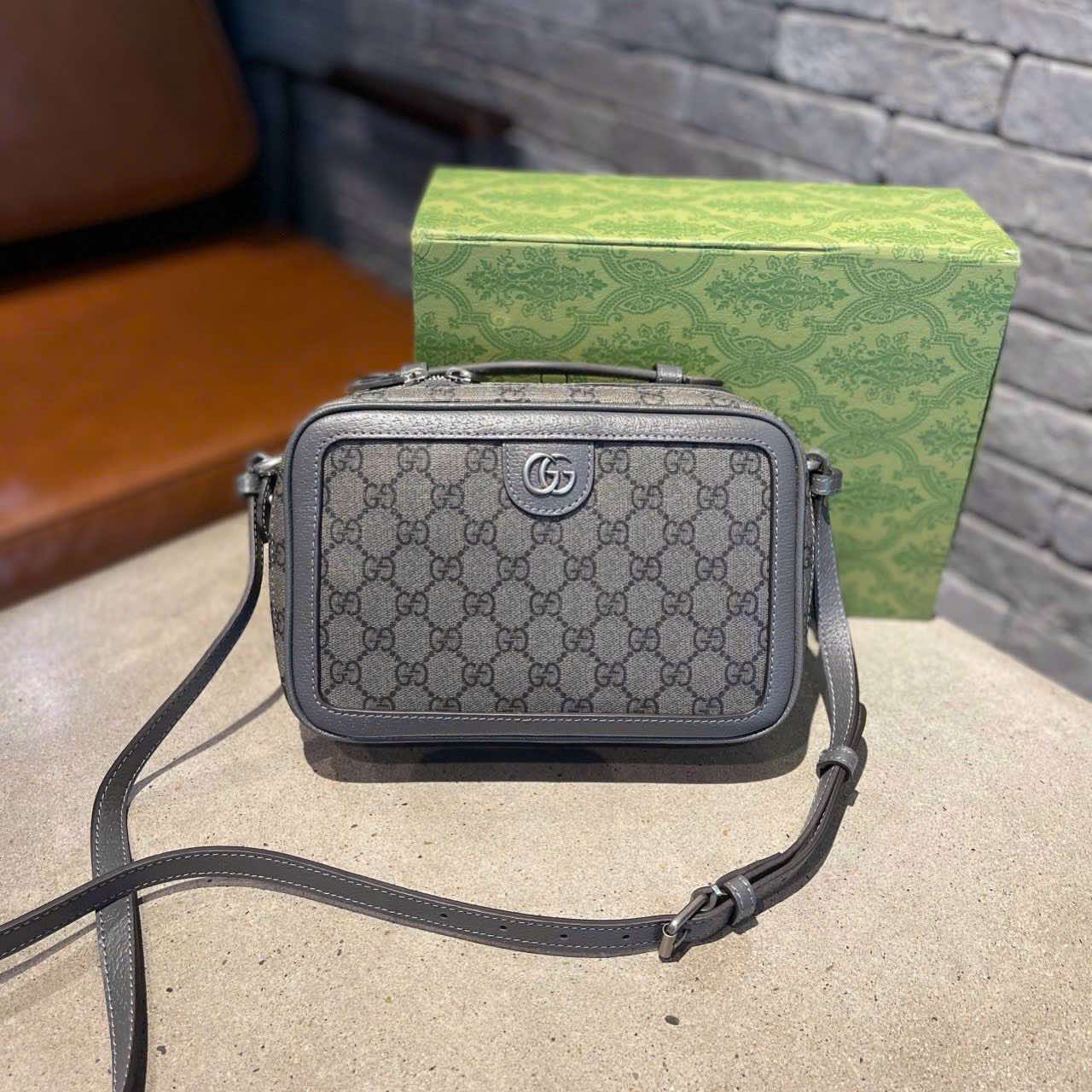 Túi đeo chéo Gucci Ophidia Small Shoulder Bag Grey leather