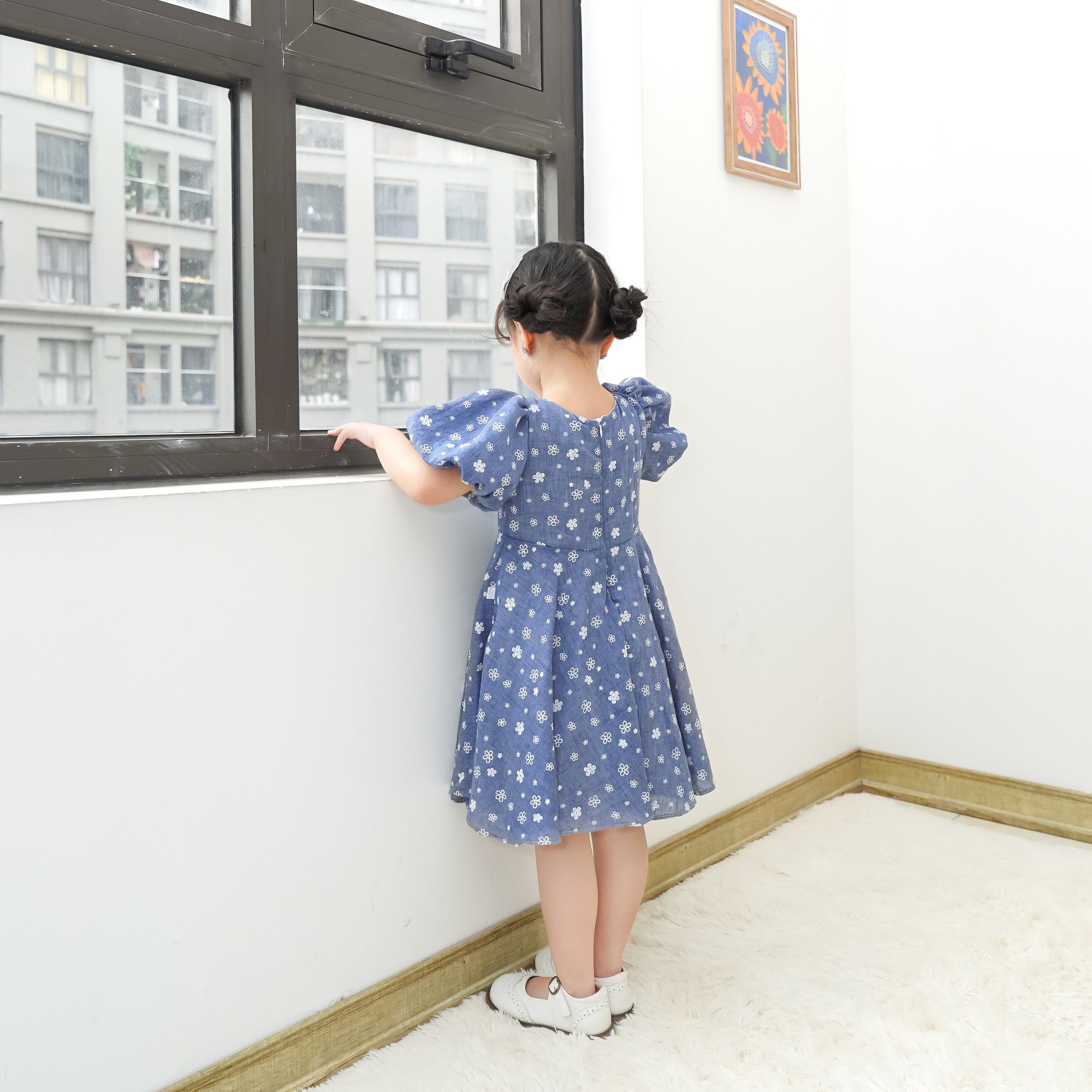 Váy thô dệt in hoa phối nơ trắng_thumbnail_2