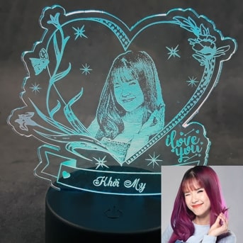 Đèn LED khắc theo yêu cầu - Mẫu trái tim 01