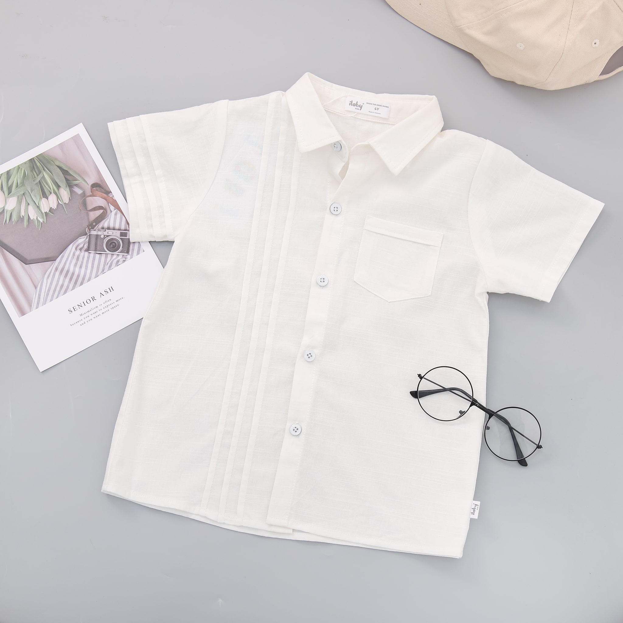 Áo linen bé trai ly trước