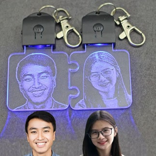 Móc khóa đèn led - xếp hình 2 móc