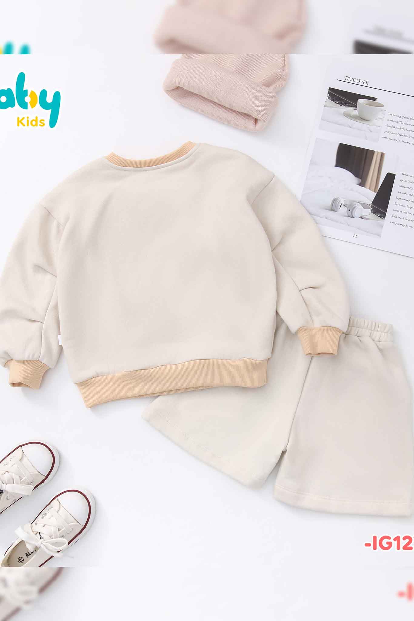 [ Outfit thu đông ] Bộ nỉ bé gái quần sooc in hình_thumbnail_4