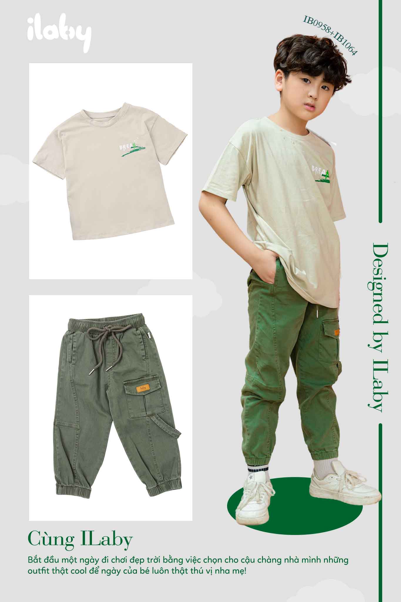 [ Outfit Denim] Áo phông và quần kaki năng động