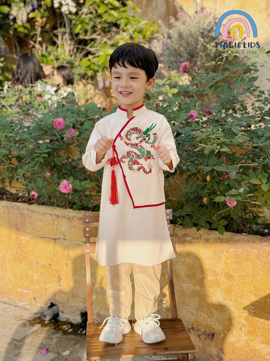 Áo dài bé trai size đại 40kg Magickids áo dài Tết 2024 thêu rồng chất text nhung mềm mịn cho bé từ 12-35kg AD23019_thumbnail_8