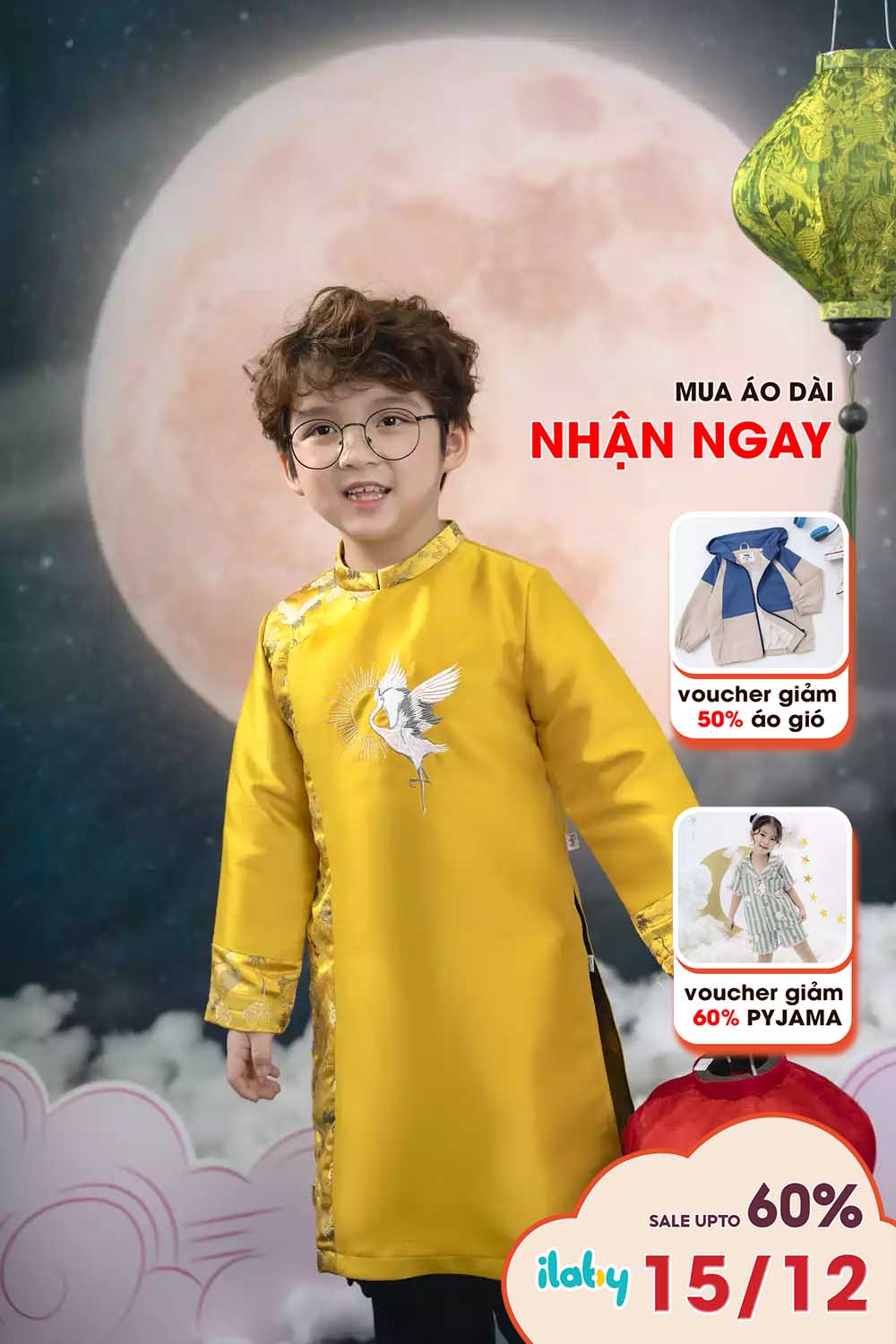 Áo dài phối gấm thêu hạc_thumbnail_0