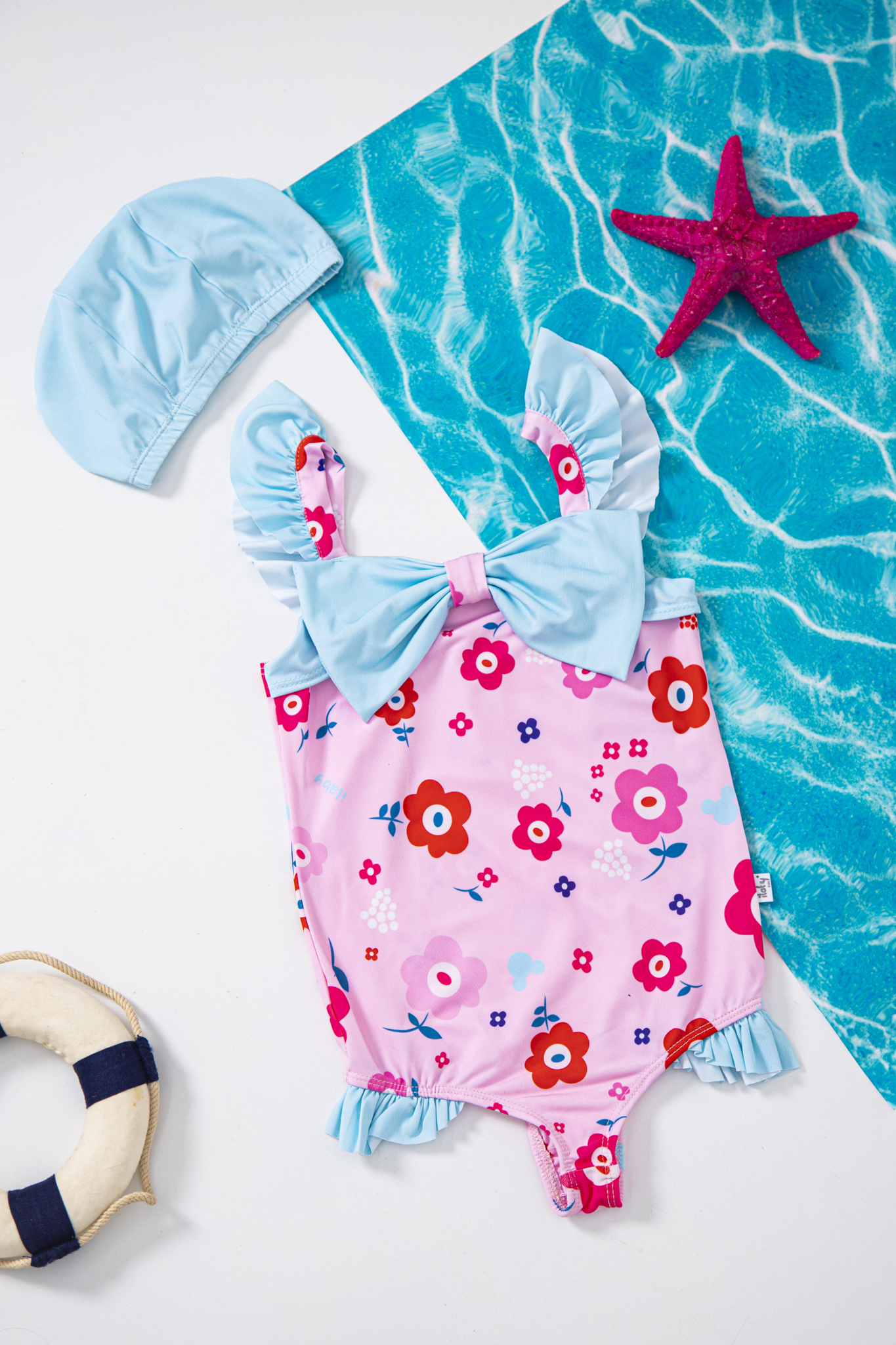 Bikini liền hoa tiết phối nơ ngực_thumbnail_1