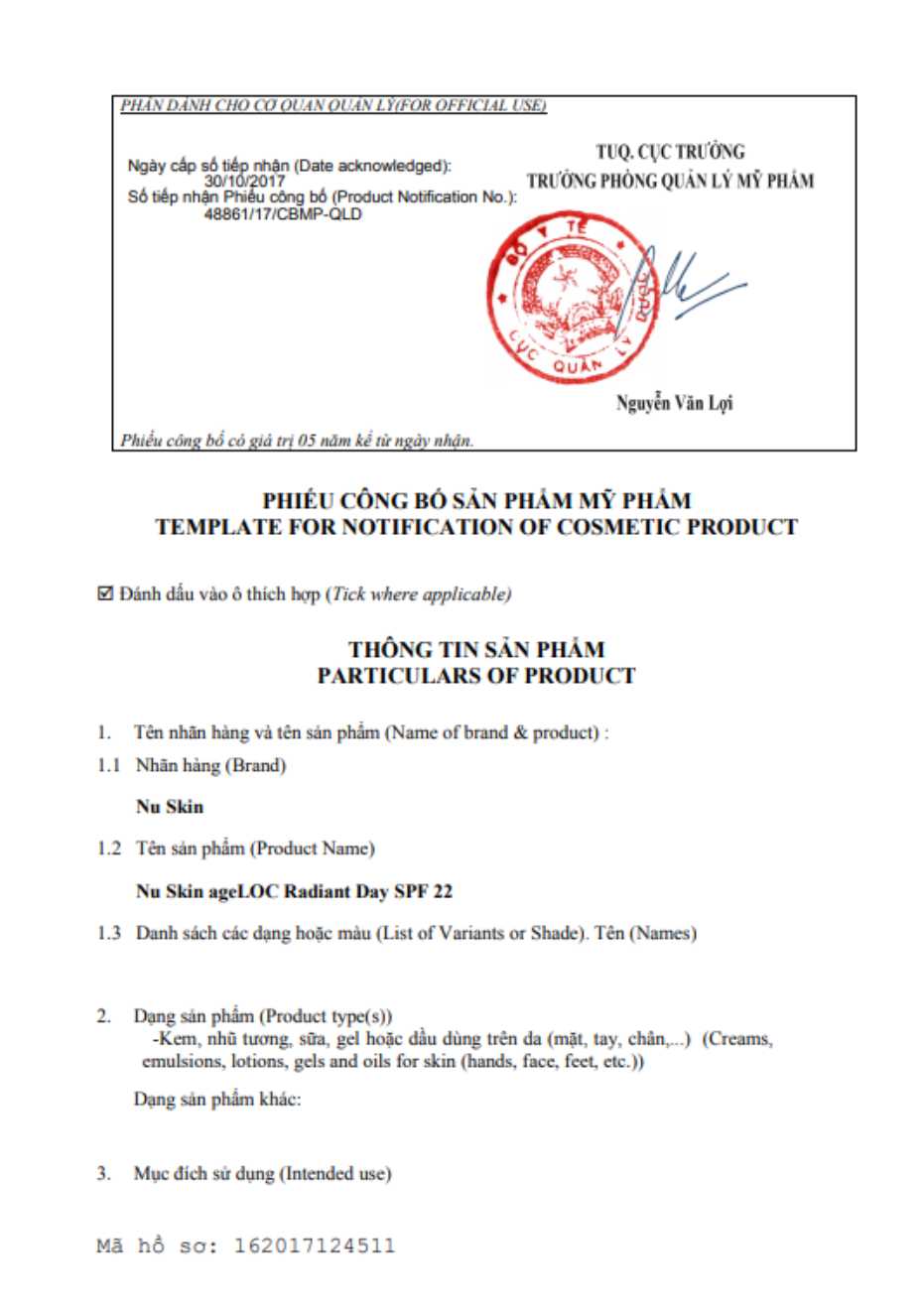 Kem chống nắng - dưỡng da ban ngày ageLOC® Radiant Day SPF 22