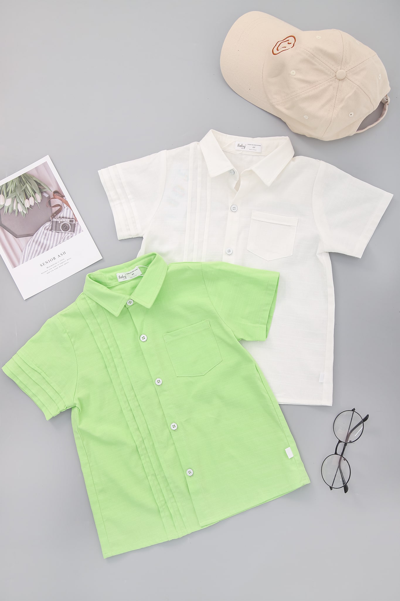 Áo linen bé trai ly trước