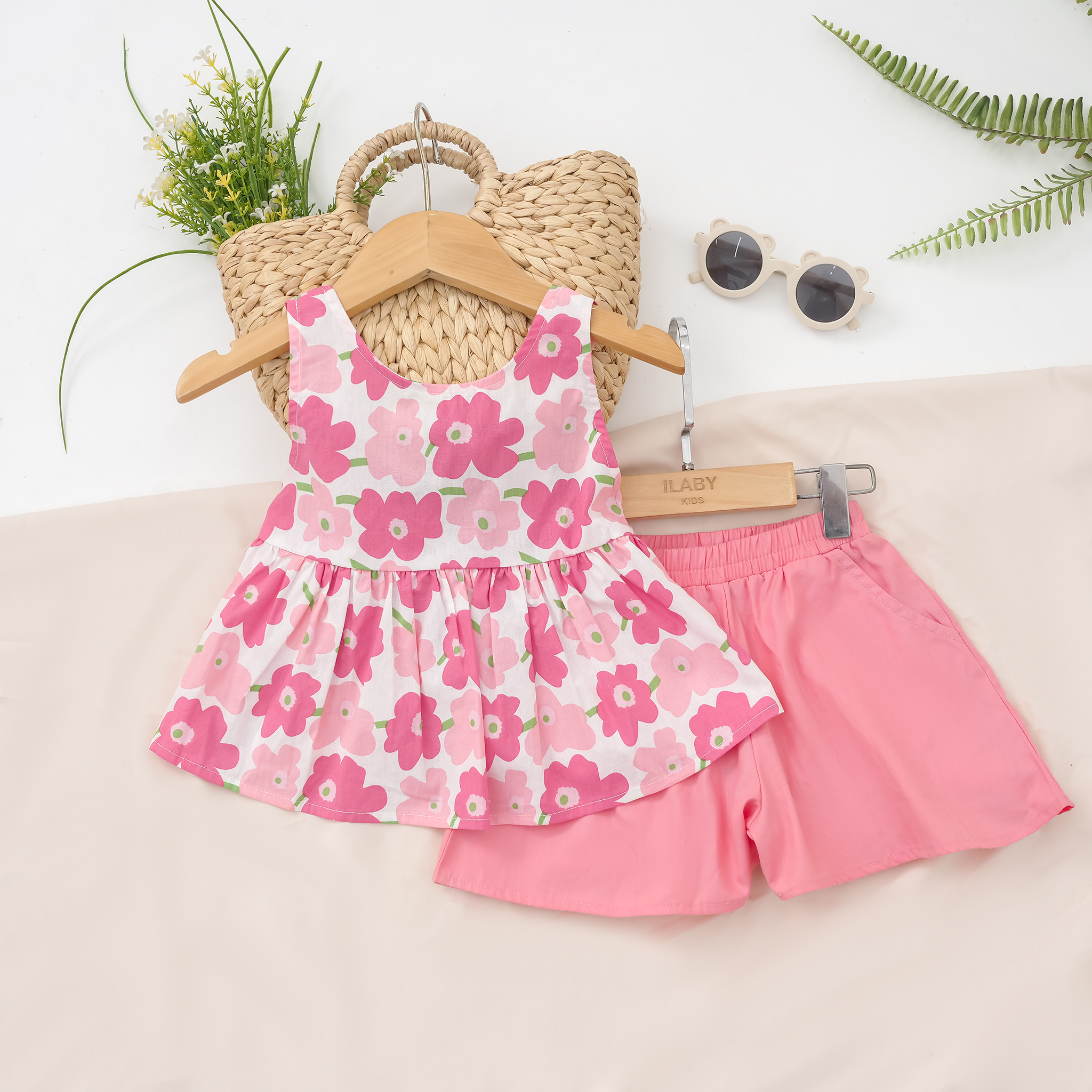 Set bé gái áo hoạ tiết buộc nơ sau_thumbnail_5