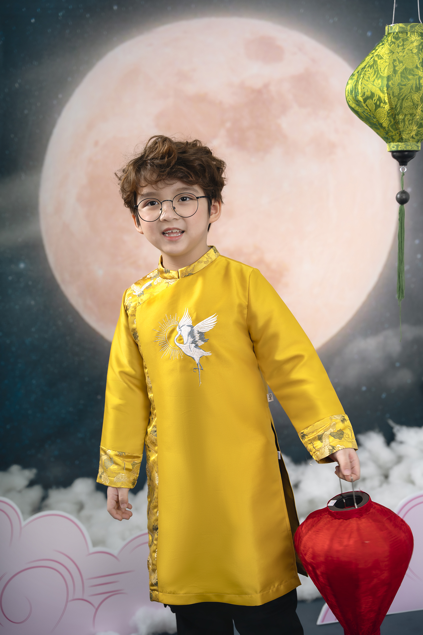 Áo dài phối gấm thêu hạc_thumbnail_1