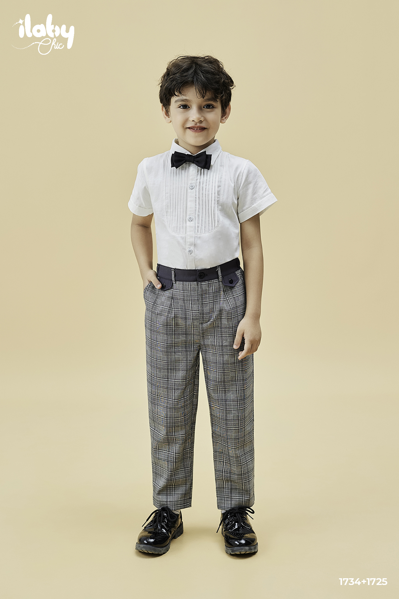 Quần âu kẻ phối cạp trơn màu