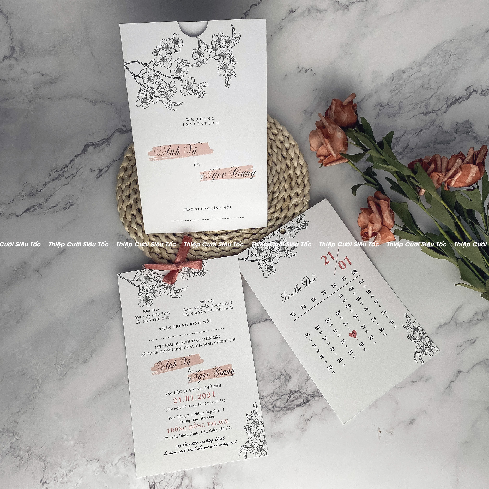 Thiệp phong bì rút nơ