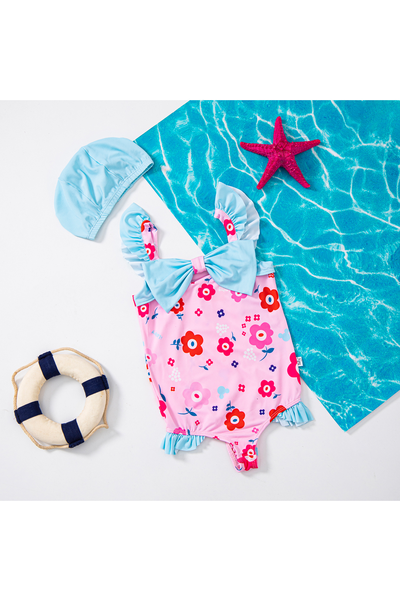 Bikini liền hoa tiết phối nơ ngực_thumbnail_2