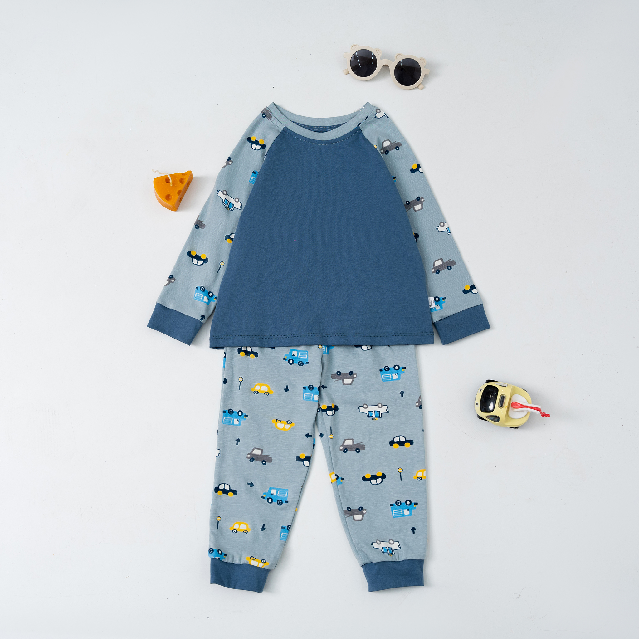 Bộ mặc nhà họa tiết phối thân trơn_thumbnail_1