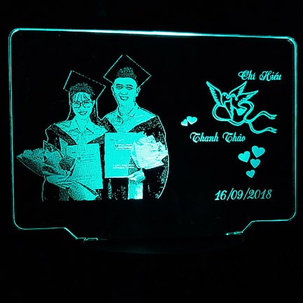 Đèn LED khắc theo yêu cầu - Mẫu chữ nhật 04