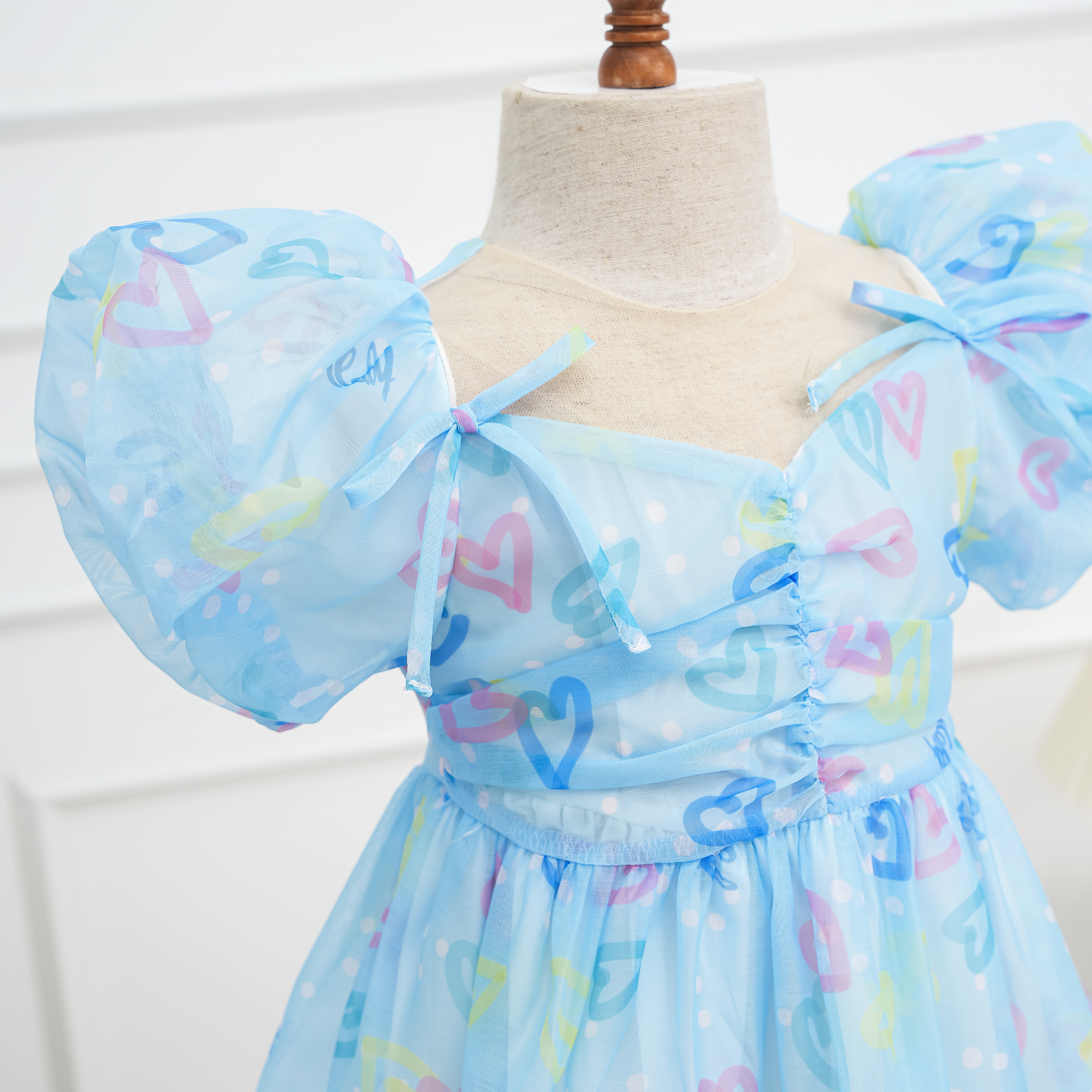 Váy voan họa tiết ngực nhún phối nơ vai_thumbnail_3