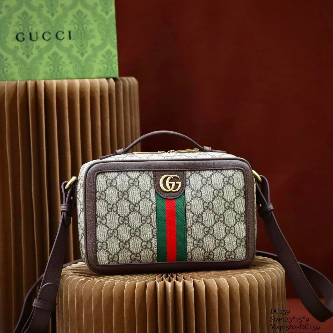 Túi đeo chéo Gucci Ophidia Small Shoulder Bag Brown leather