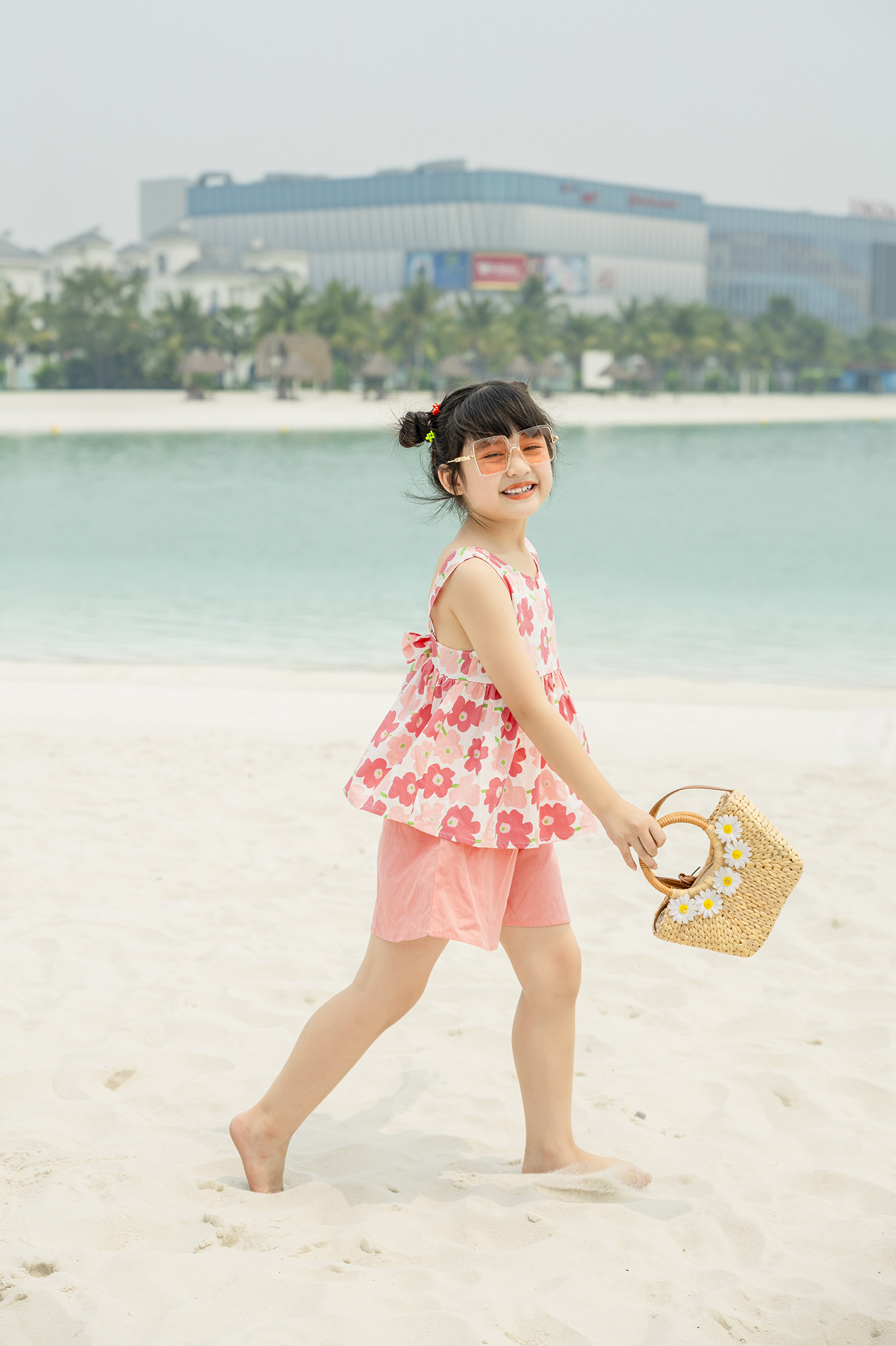 Set bé gái áo hoạ tiết buộc nơ sau_thumbnail_1